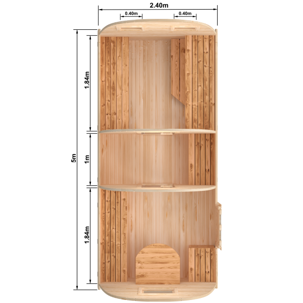 Fasssauna / Gartensauna / Banja / Viking 5,0 m mit Vorraum und Dusche